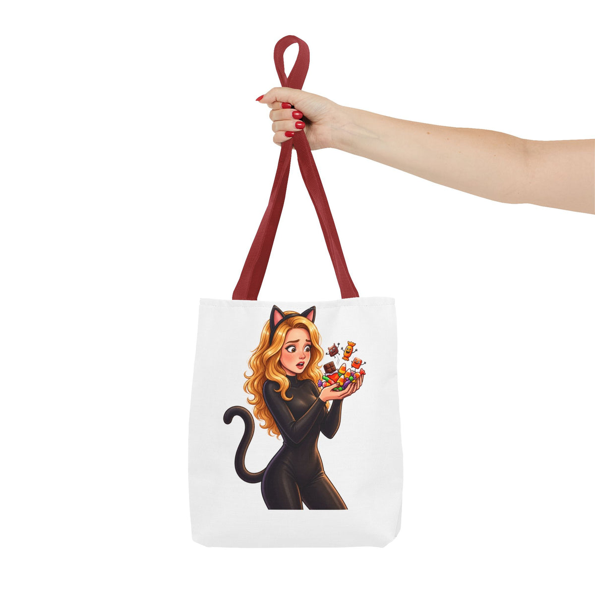 Candy Cat Trick-or-Treat Tote Bag - White | Andra Annette | Pounds to Go