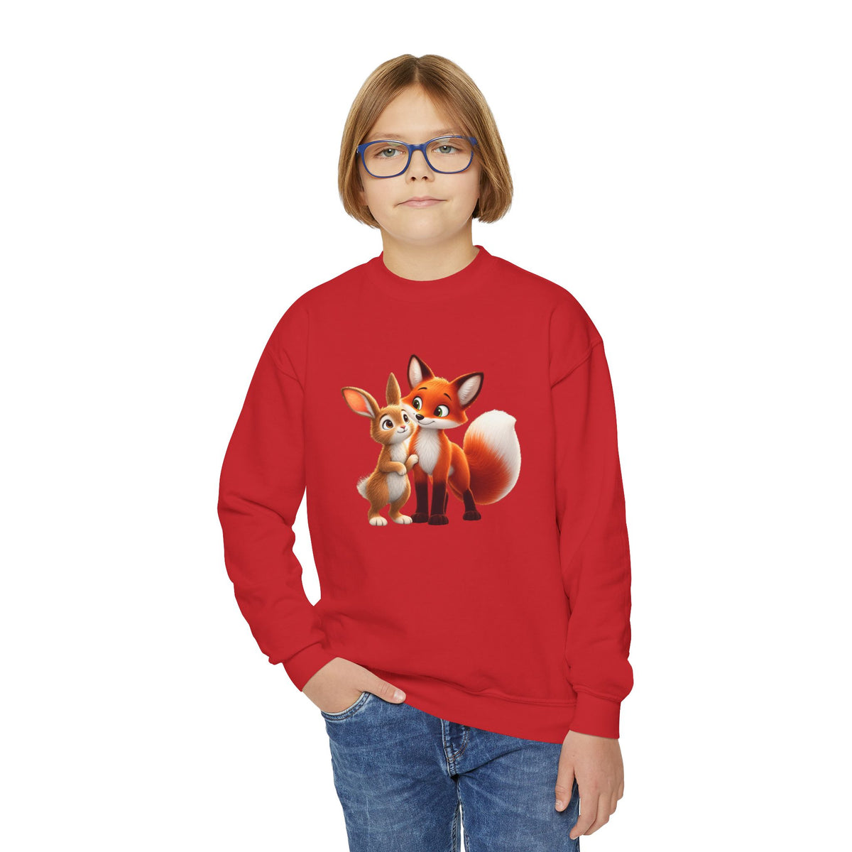 Personalized Brave Bunny & The Friendly Fox Kids Sweatshirt | Add Your Child's Name