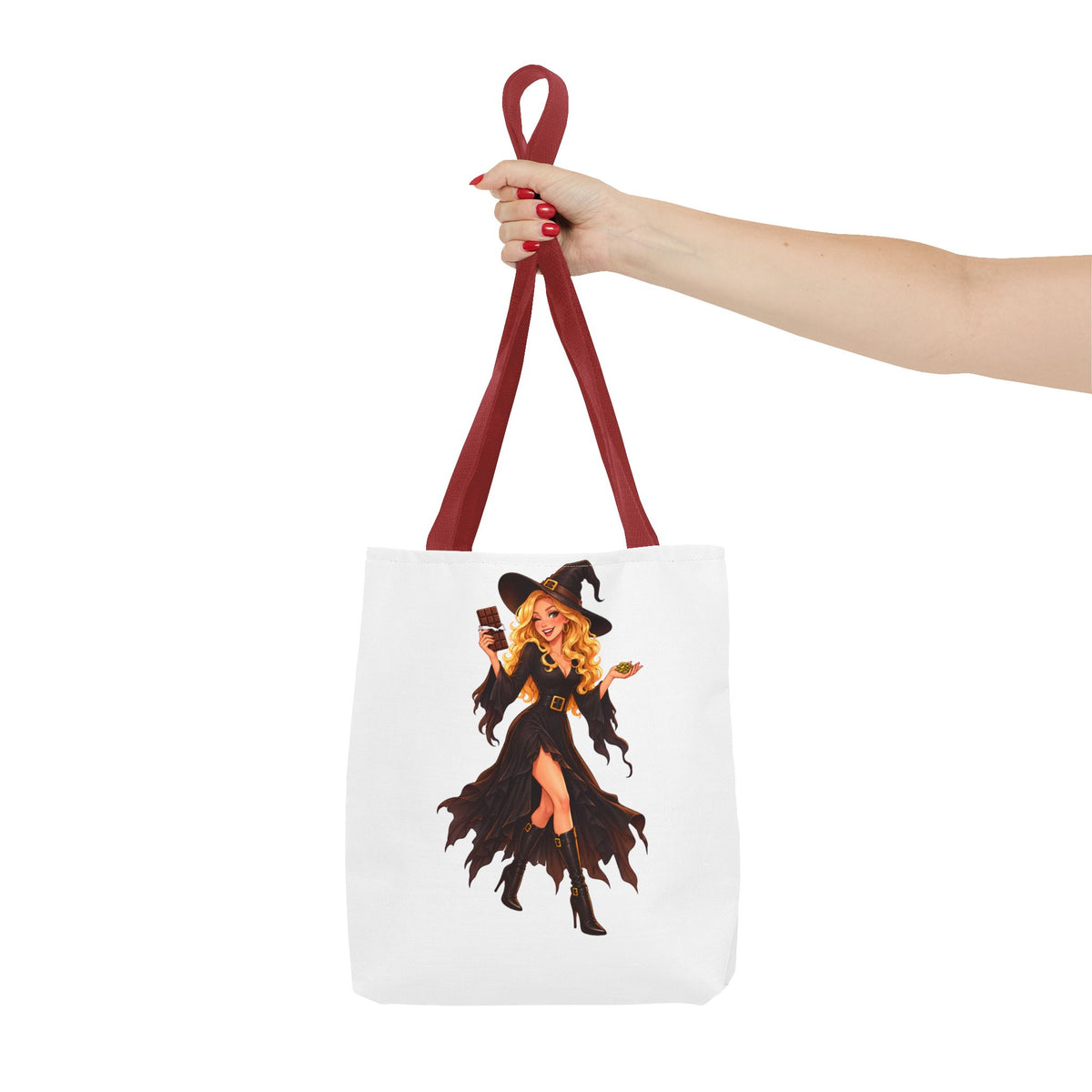 Chocolate Witch Trick-or-Treat Tote Bag - White | Andra Annette | Pounds to Go