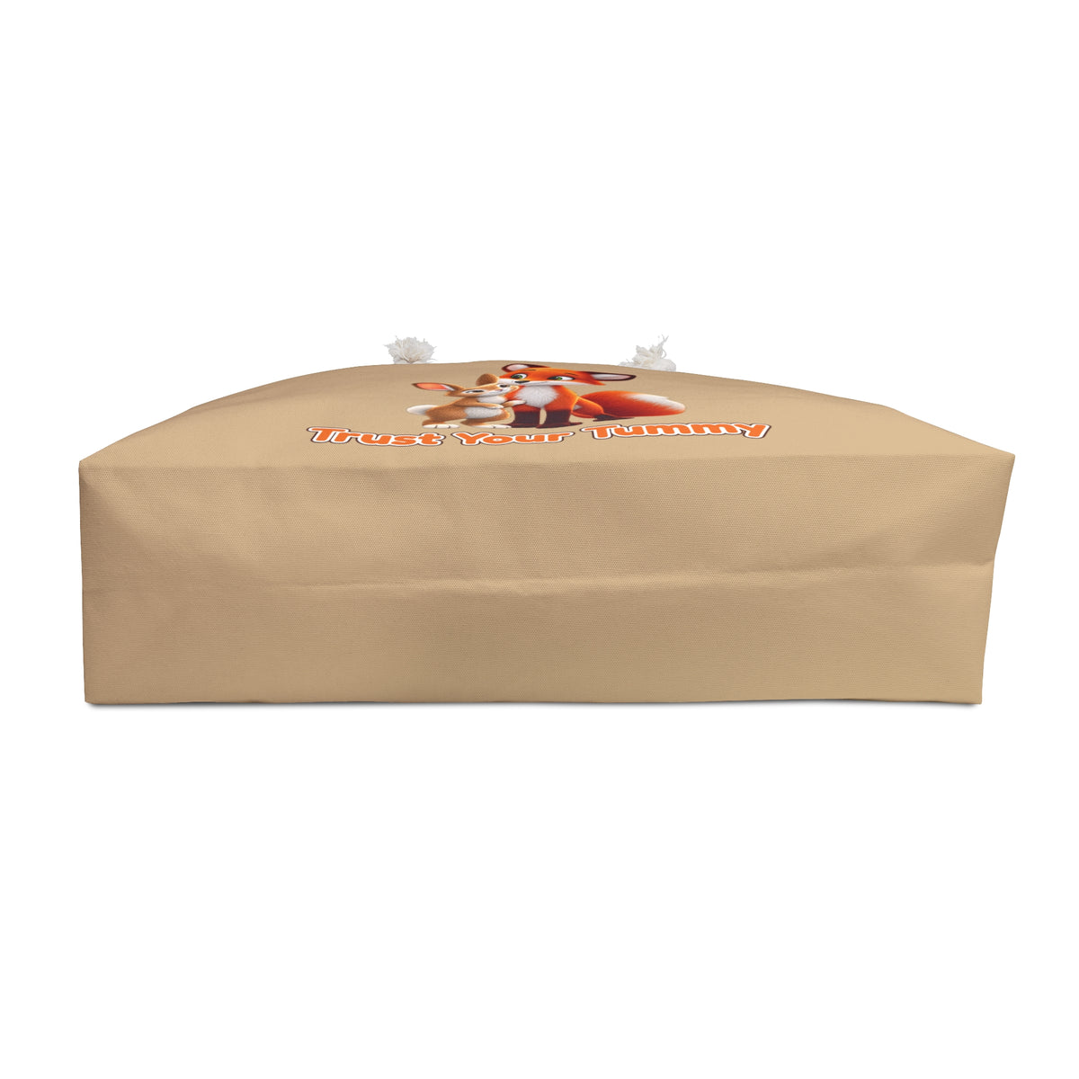 Brave Bunny & The Friendly Fox "Trust Your Tummy" Tan Weekender Tote Bag | Oversized Tote