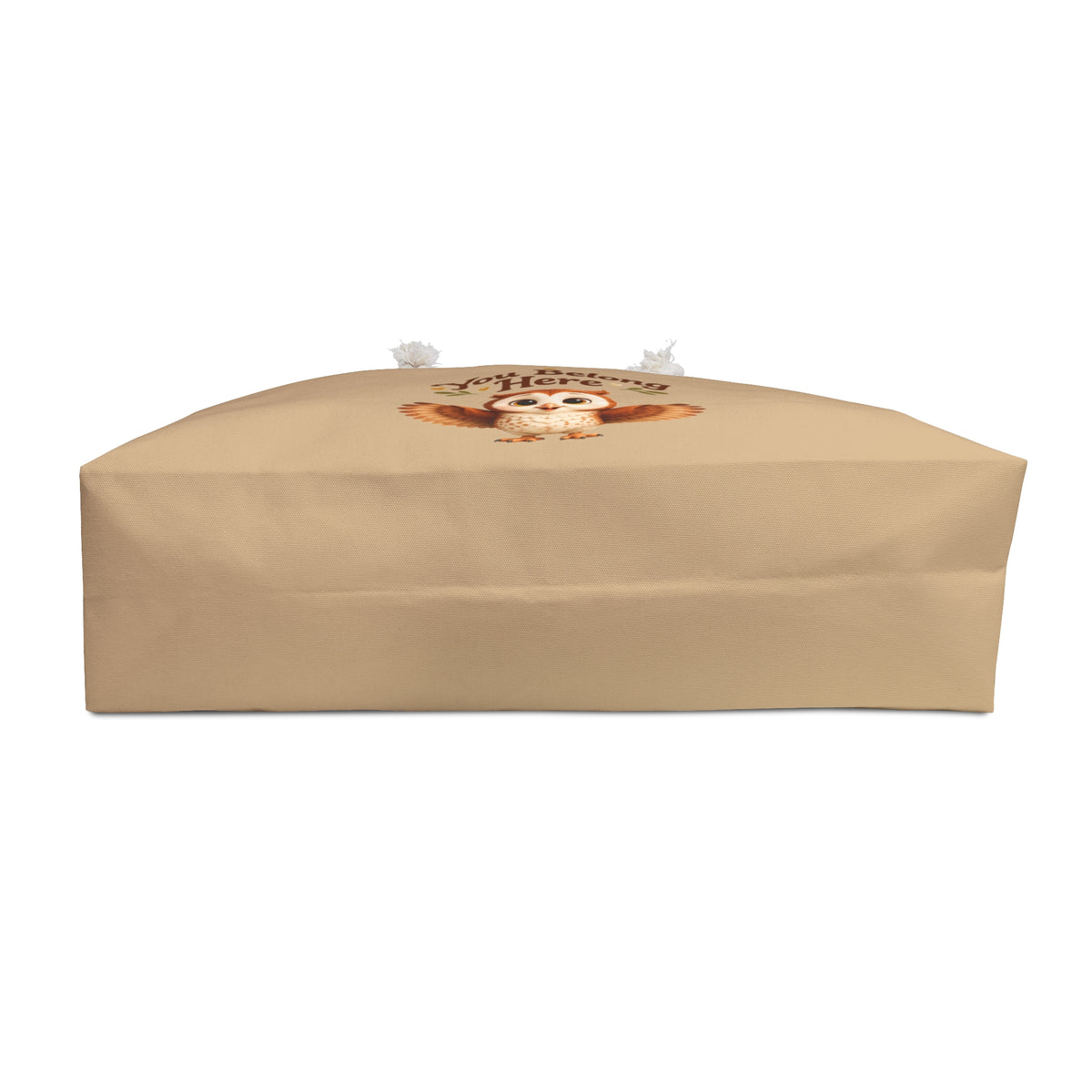 Olwyn the Owl "You Belong Here" Tan Weekender Tote Bag | The Owl Without a Tree Oversized Tote