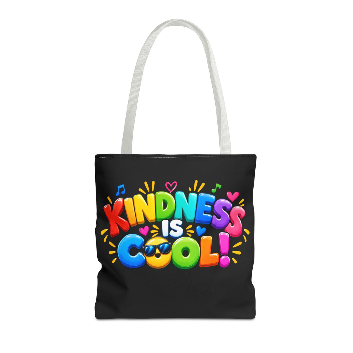 Kindness Is Cool Teacher Tote Bag | Black Tote with Colorful Handles | Teacher Gift