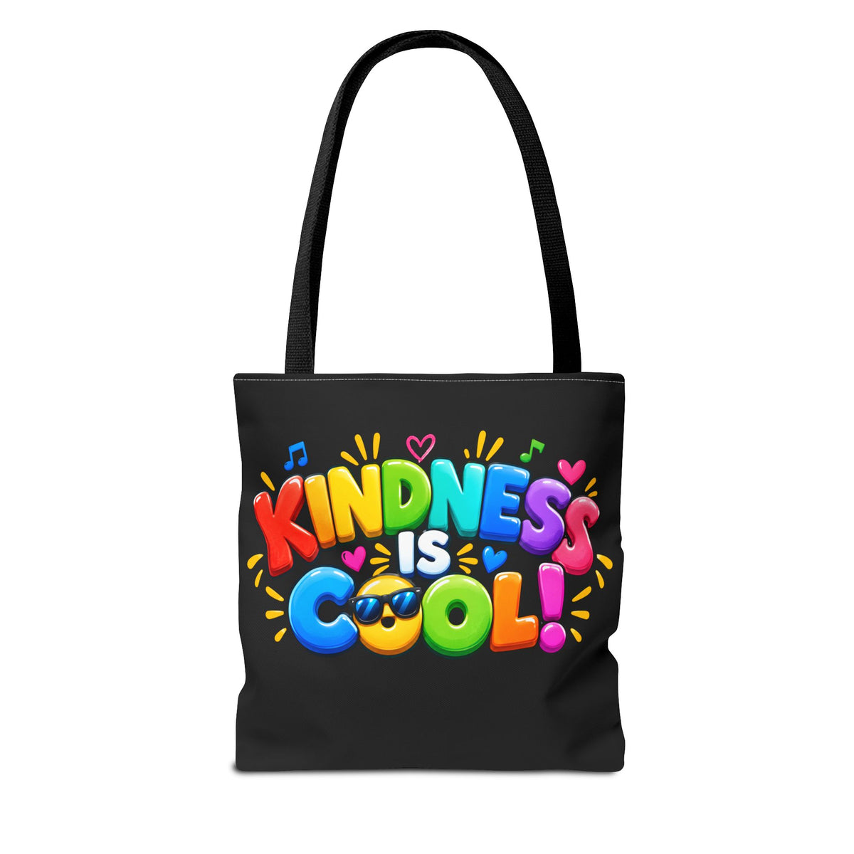 Kindness Is Cool Teacher Tote Bag | Black Tote with Colorful Handles | Teacher Gift