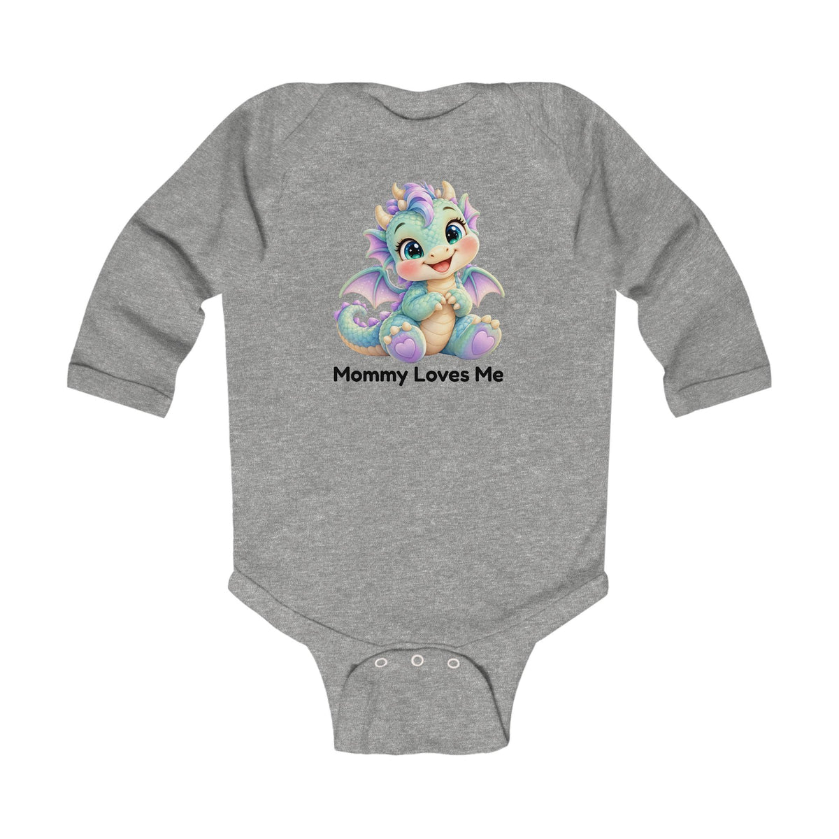 Dazzle Dew Mommy Loves Me Long Sleeve Baby Bodysuit - Cute Baby Dragon Onesie