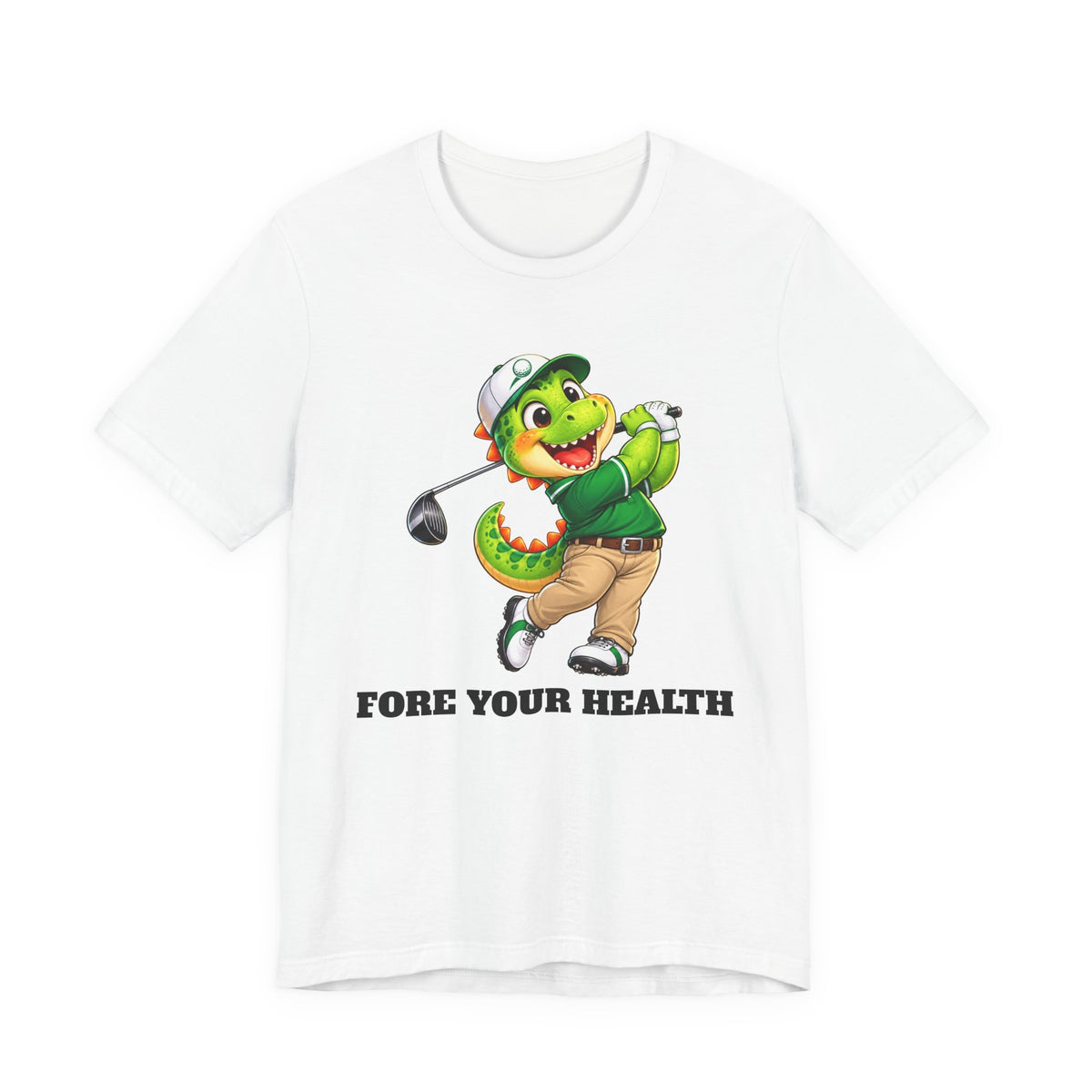 Fore Your Health Golf Dino T-Shirt | Andra Annette | Pounds to Go