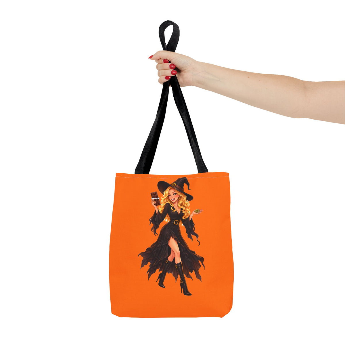 Chocolate Witch Trick-or-Treat Tote Bag - Pumpkin Orange | Andra Annette | Pounds to Go