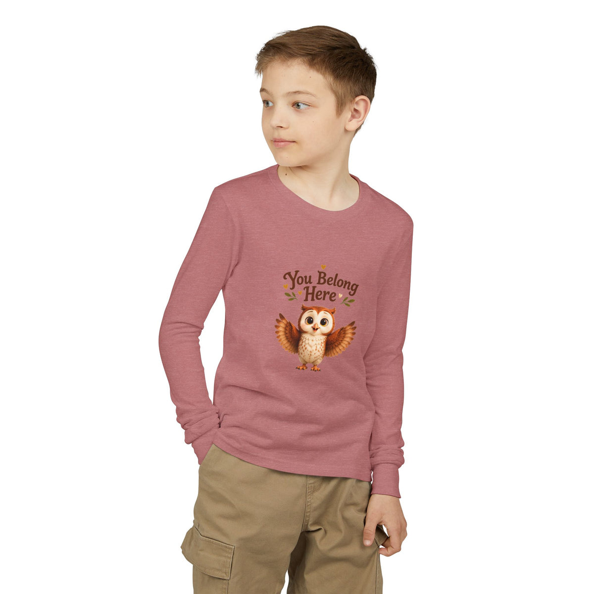 Olwyn the Owl "You Belong Here" Kids Long Sleeve Tee | The Owl Without a Tree