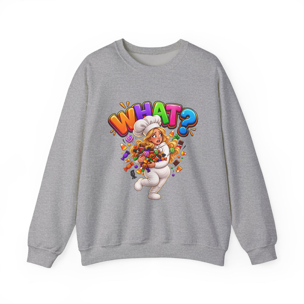 WHAT? Halloween Candy Chef Sweatshirt - Funny Candy Overload Crewneck