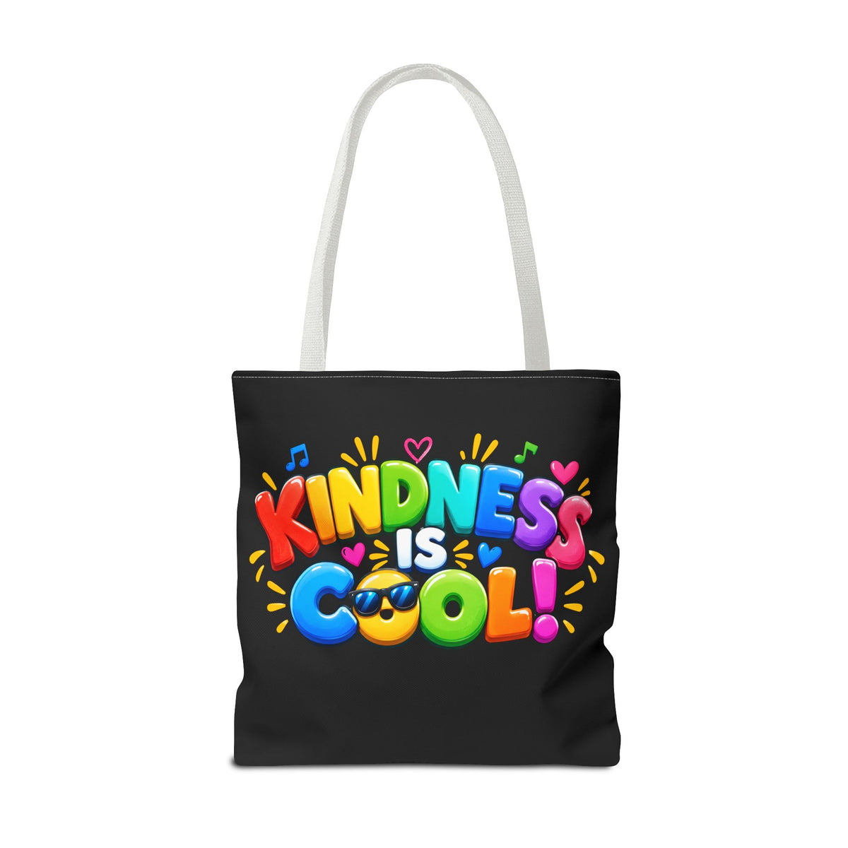 Kindness Is Cool Teacher Tote Bag | Black Tote with Colorful Handles | Teacher Gift
