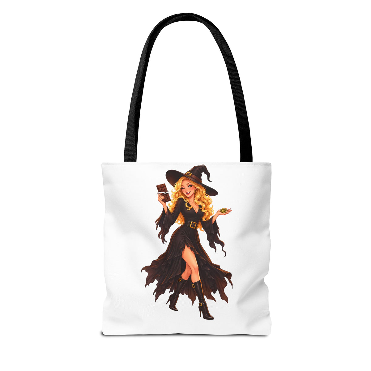 Chocolate Witch Trick-or-Treat Tote Bag - White | Andra Annette | Pounds to Go