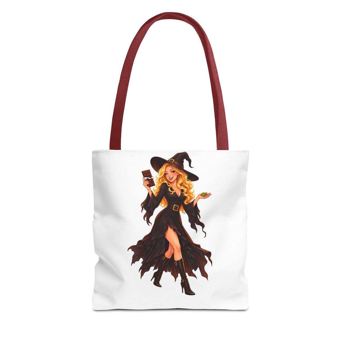 Chocolate Witch Trick-or-Treat Tote Bag - White | Andra Annette | Pounds to Go