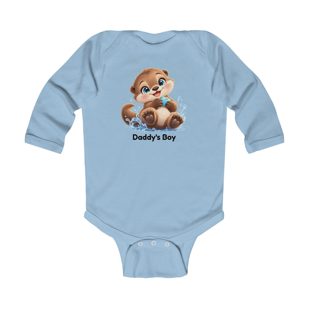 Ollie Wobbles Daddy's Boy Long Sleeve Baby Bodysuit - Cute Baby Otter Onesie