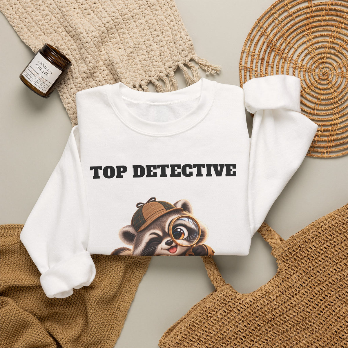 Sleuth Top Detective Funny Raccoon Sweatshirt - I Can Find Trouble Anywhere - Gift for Dad or Husband