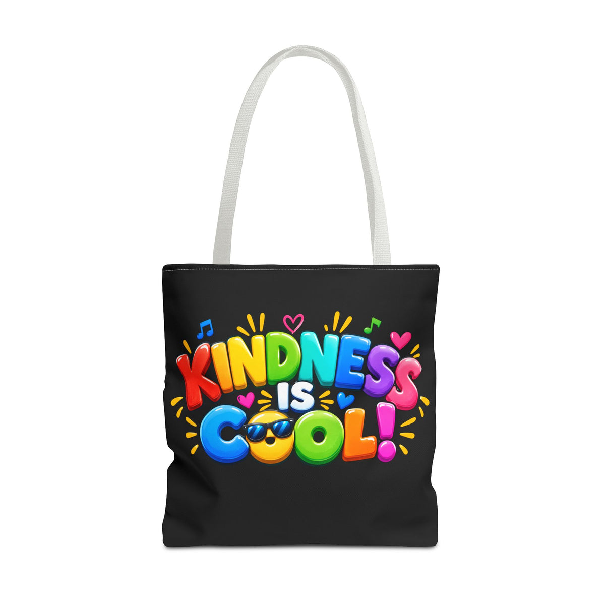 Kindness Is Cool Teacher Tote Bag | Black Tote with Colorful Handles | Teacher Gift