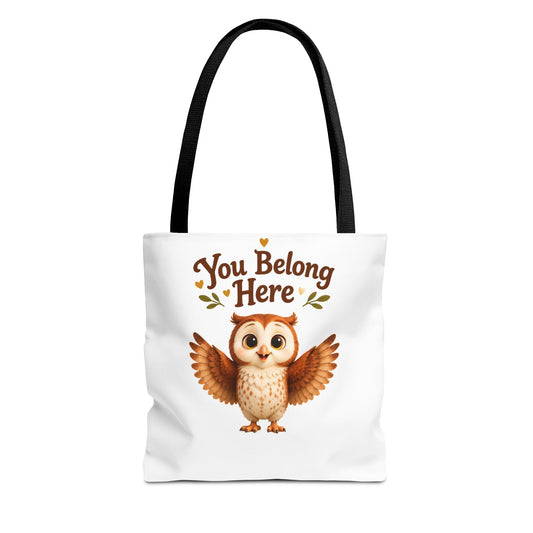 Olwyn the Owl "You Belong Here" Book Tote Bag | The Owl Without a Tree