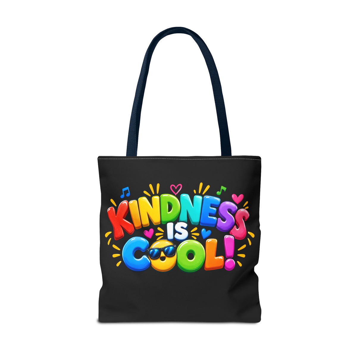Kindness Is Cool Teacher Tote Bag | Black Tote with Colorful Handles | Teacher Gift