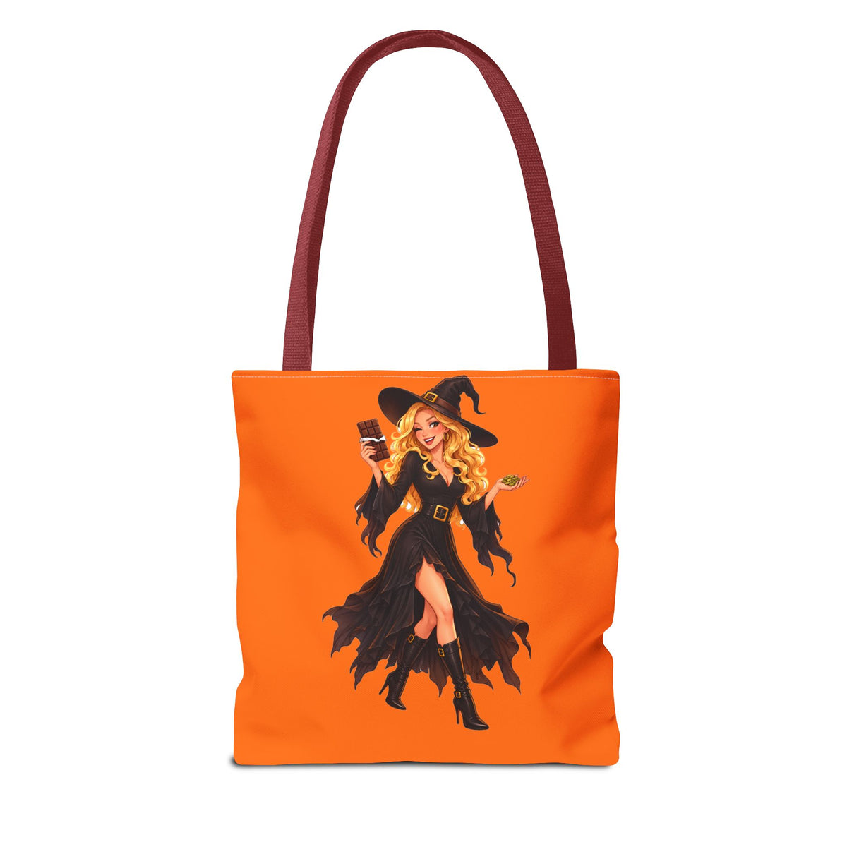 Chocolate Witch Trick-or-Treat Tote Bag - Pumpkin Orange | Andra Annette | Pounds to Go