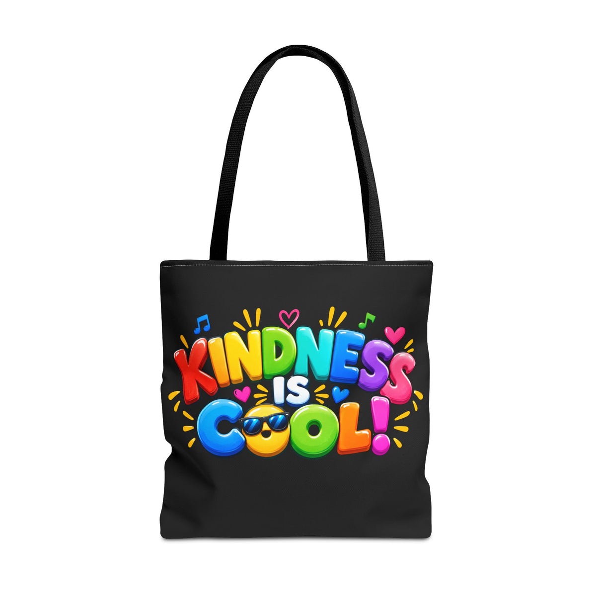 Kindness Is Cool Teacher Tote Bag | Black Tote with Colorful Handles | Teacher Gift