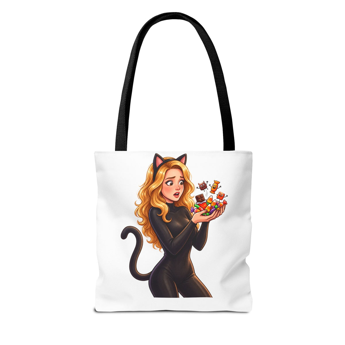 Candy Cat Trick-or-Treat Tote Bag - White | Andra Annette | Pounds to Go