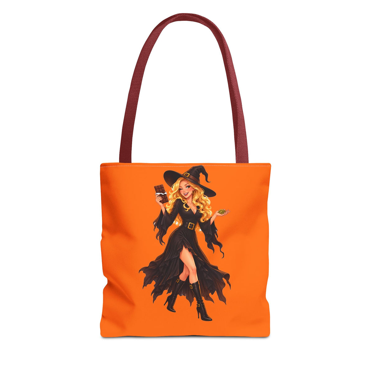 Chocolate Witch Trick-or-Treat Tote Bag - Pumpkin Orange | Andra Annette | Pounds to Go