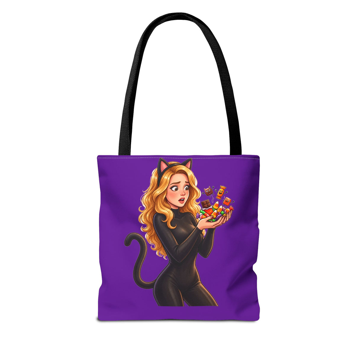 Candy Cat Trick-or-Treat Tote Bag - Purple | Andra Annette | Pounds to Go