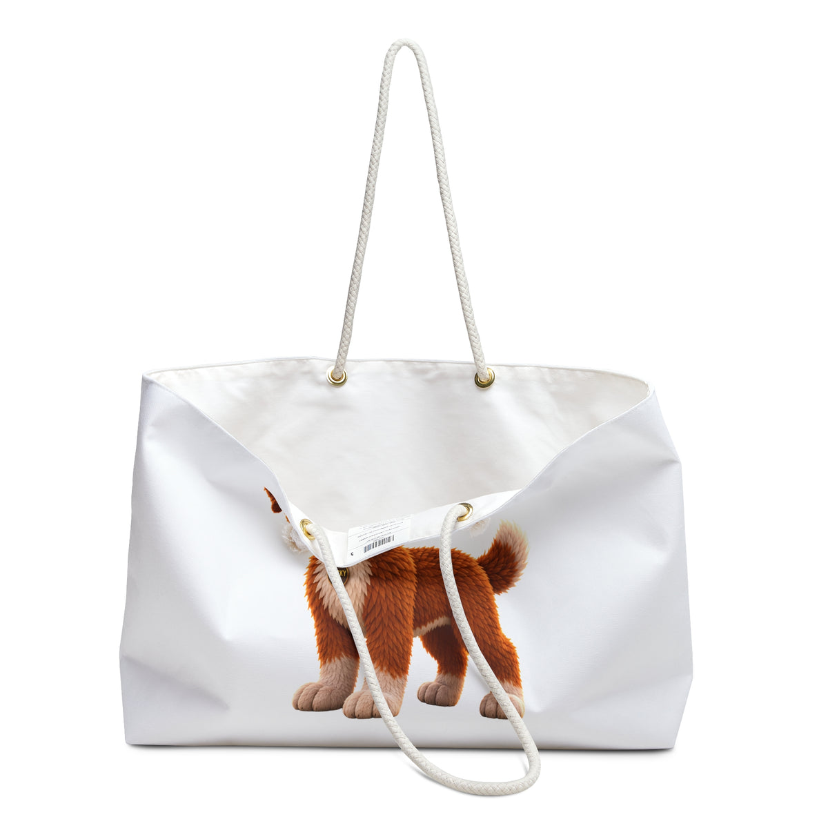Rocky Finds His Roar White Weekender Tote Bag | Rocky the Puppy Oversized Tote
