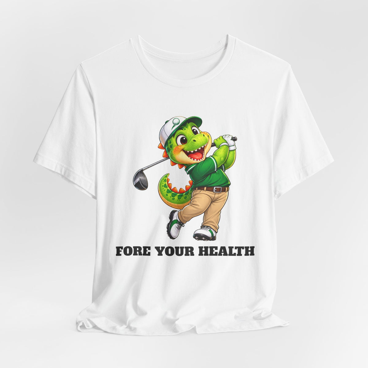 Fore Your Health Golf Dino T-Shirt | Andra Annette | Pounds to Go