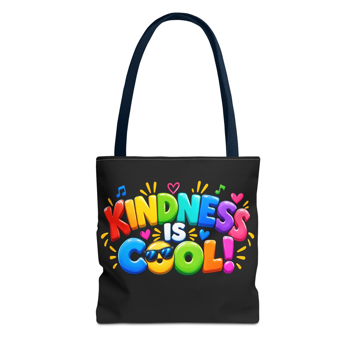 Kindness Is Cool Teacher Tote Bag | Black Tote with Colorful Handles | Teacher Gift