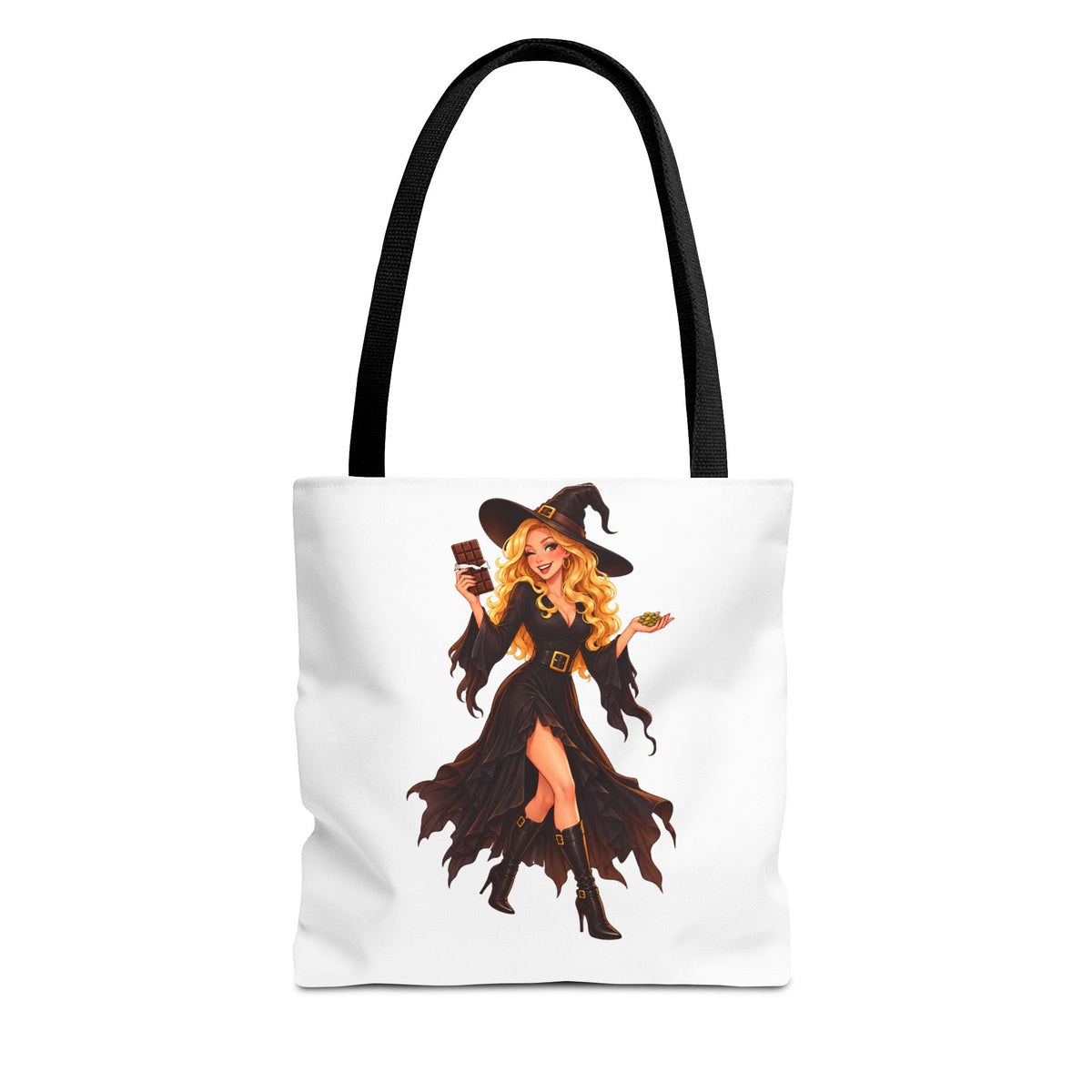 Chocolate Witch Trick-or-Treat Tote Bag - White | Andra Annette | Pounds to Go