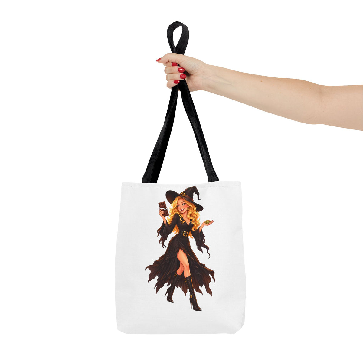 Chocolate Witch Trick-or-Treat Tote Bag - White | Andra Annette | Pounds to Go