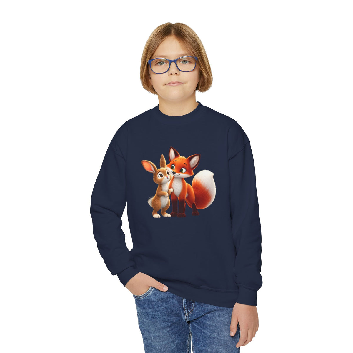 Brave Bunny & The Friendly Fox Kids Sweatshirt | Children's Book Character Crewneck
