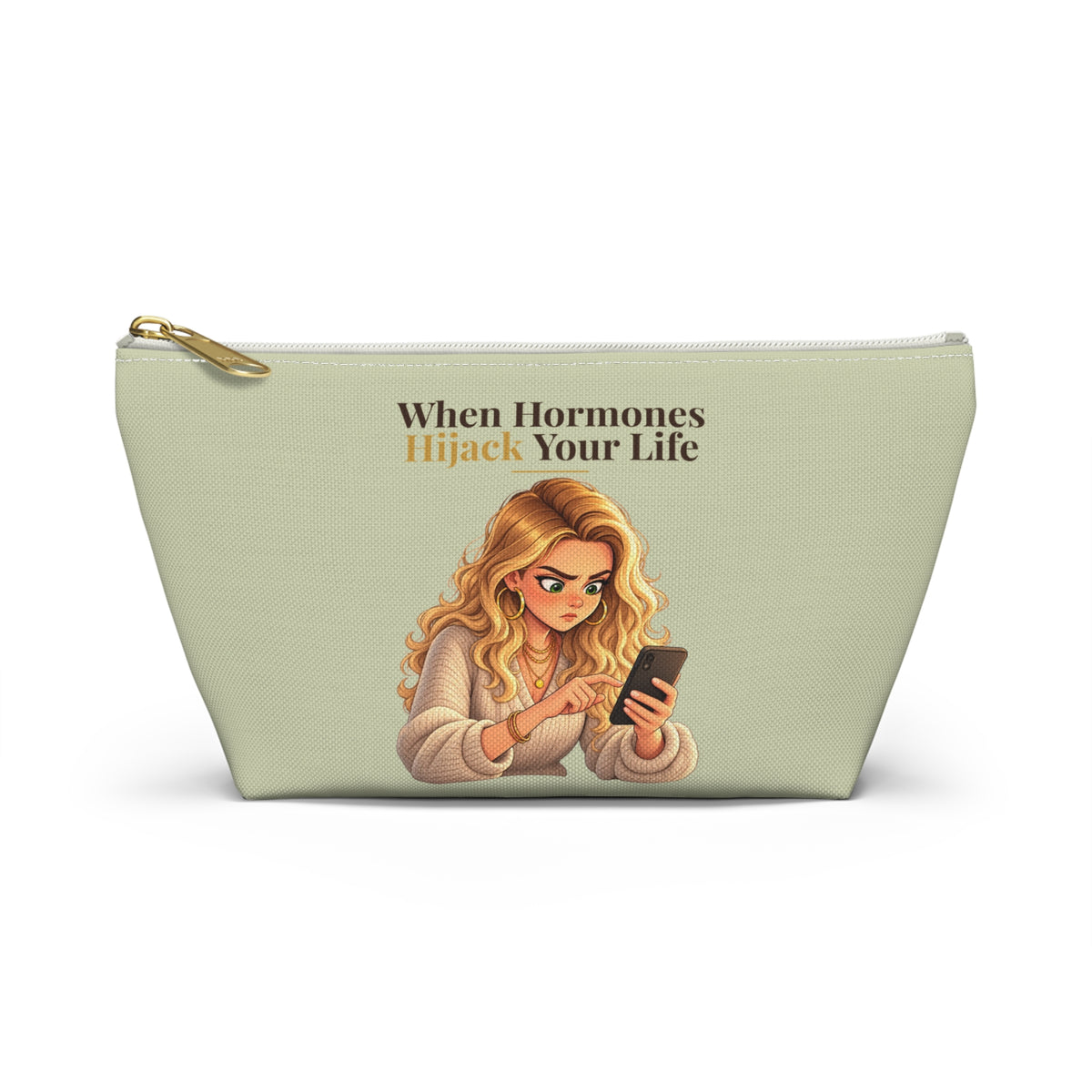 When Hormones Hijack Your Life Makeup Pouch | Sage Green | Andra Annette | Pounds to Go