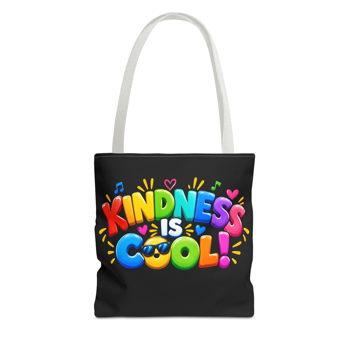 Kindness Is Cool Teacher Tote Bag | Black Tote with Colorful Handles | Teacher Gift