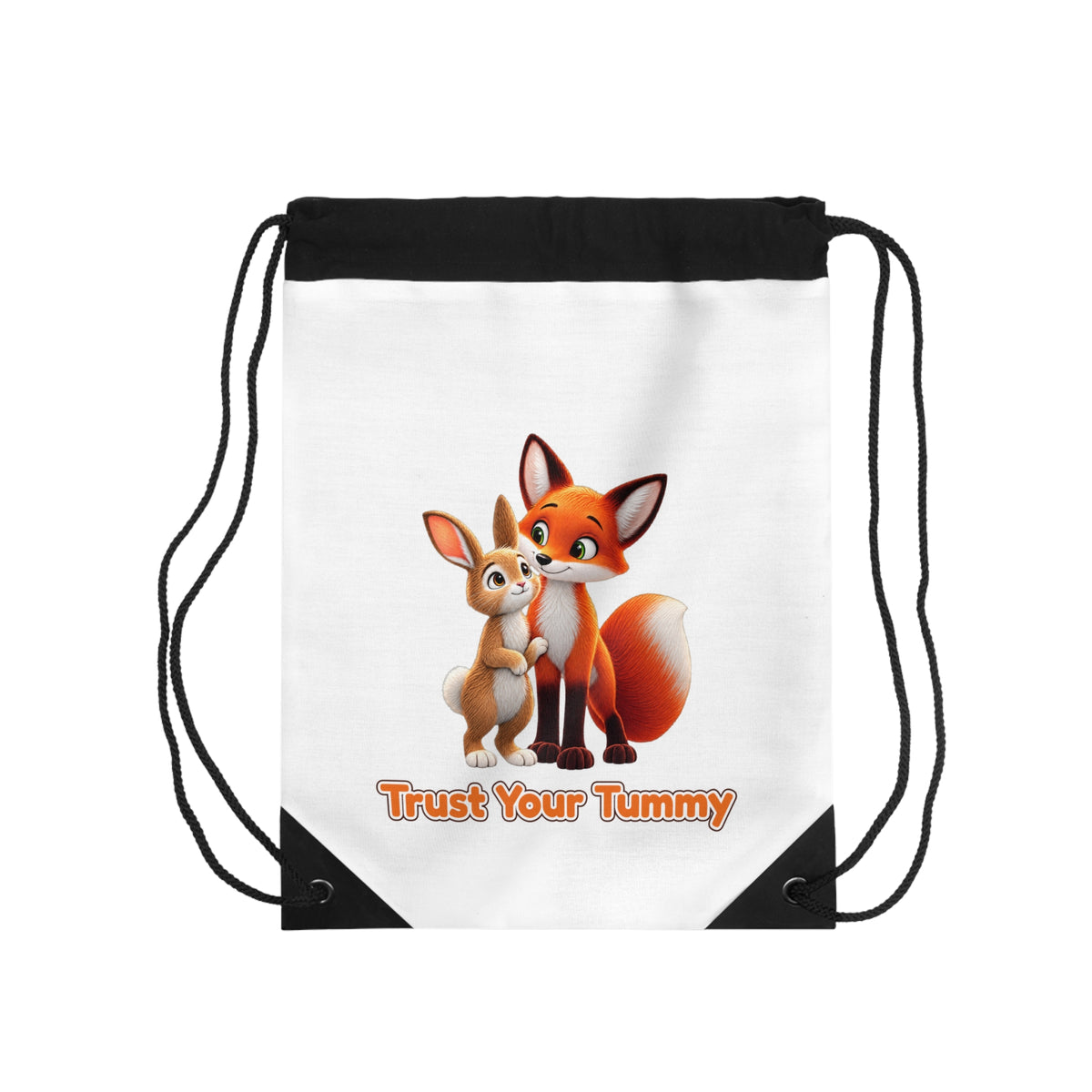 Personalized Brave Bunny & The Friendly Fox Drawstring Book Bag | Custom Name Kids Backpack