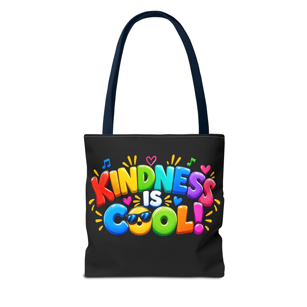 Kindness Is Cool Teacher Tote Bag | Black Tote with Colorful Handles | Teacher Gift