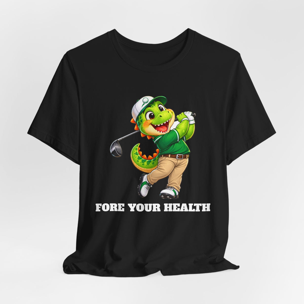Fore Your Health Golf Dino T-Shirt | Andra Annette | Pounds to Go