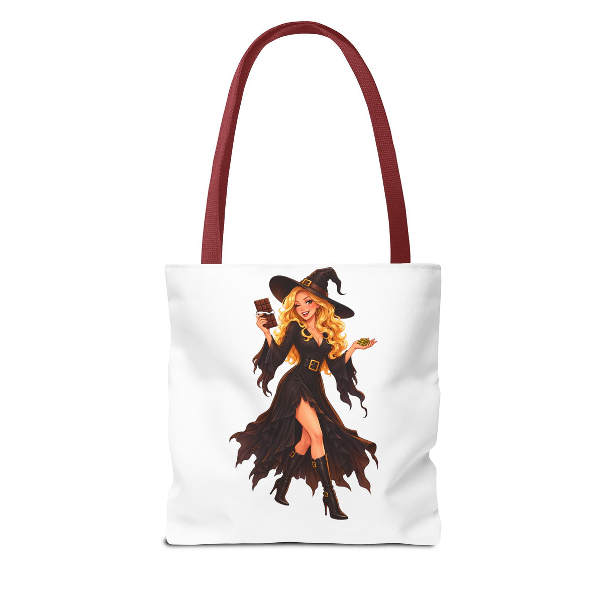 Chocolate Witch Trick-or-Treat Tote Bag - White | Andra Annette | Pounds to Go
