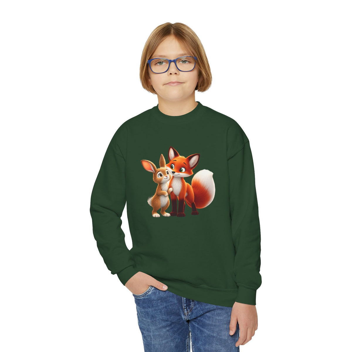 Brave Bunny & The Friendly Fox Kids Sweatshirt | Children's Book Character Crewneck