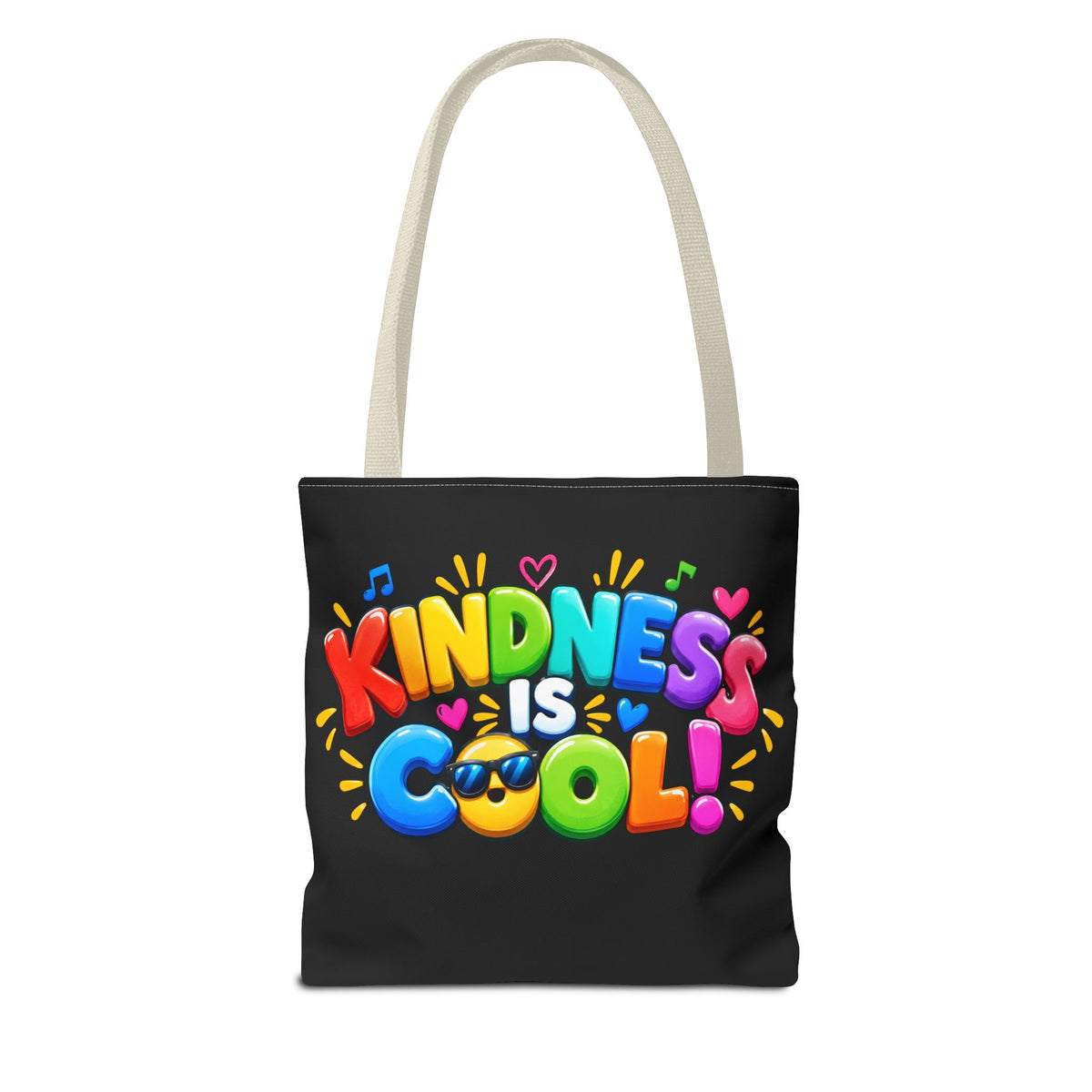 Kindness Is Cool Teacher Tote Bag | Black Tote with Colorful Handles | Teacher Gift