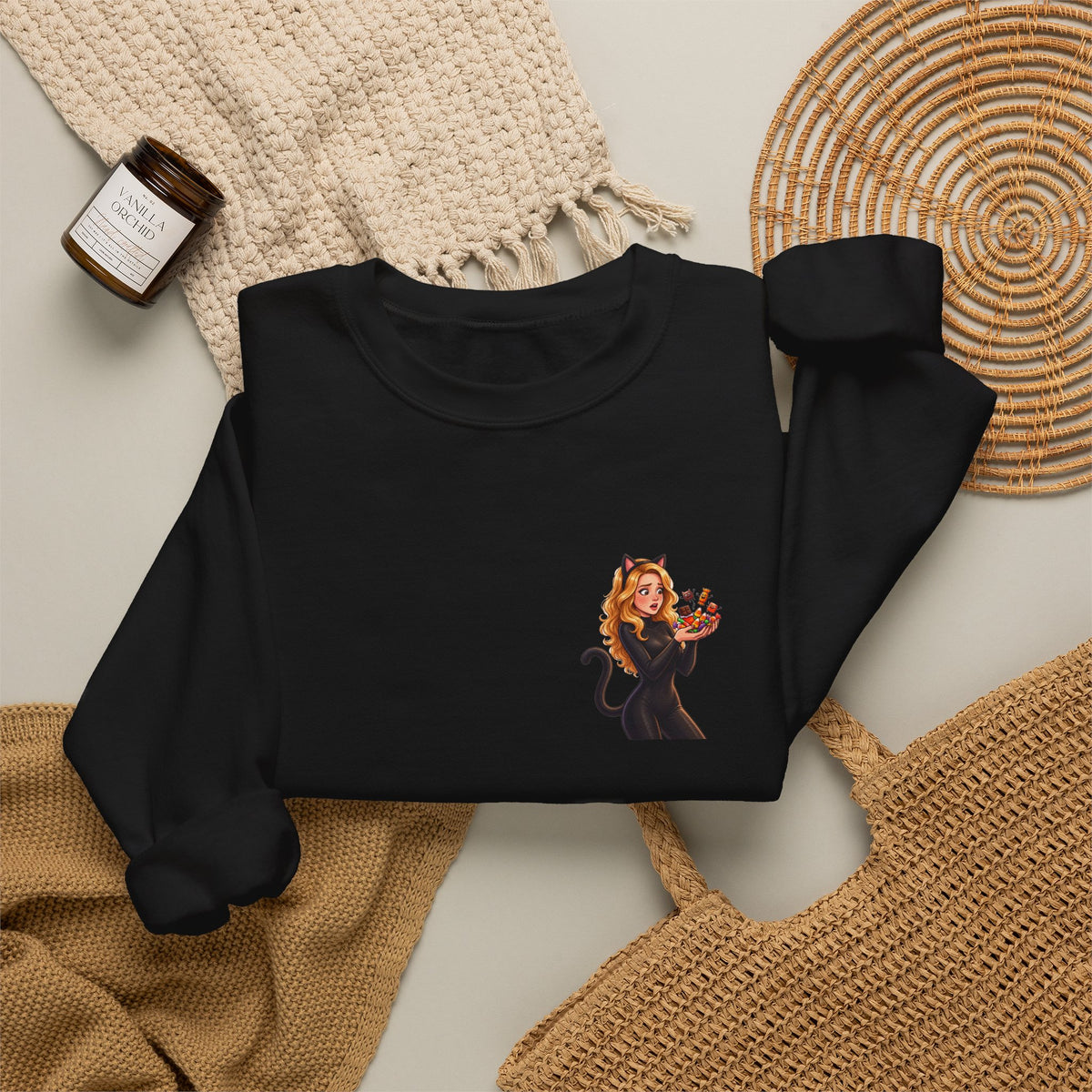 Candy Cat Pocket Crewneck Sweatshirt | Andra Annette | Pounds to Go