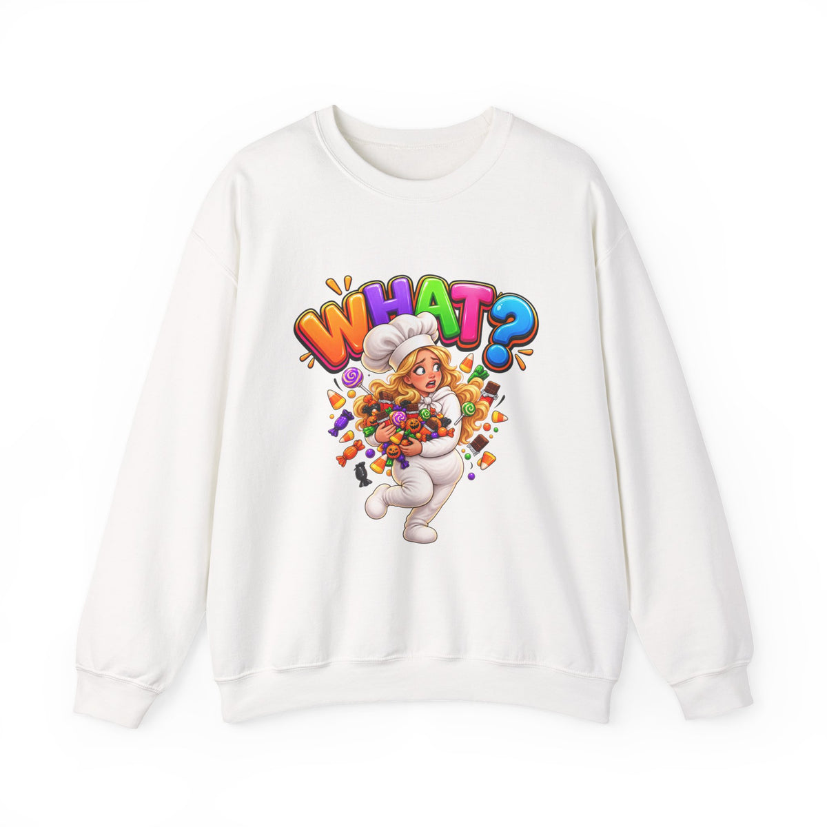 WHAT? Halloween Candy Chef Sweatshirt - Funny Candy Overload Crewneck