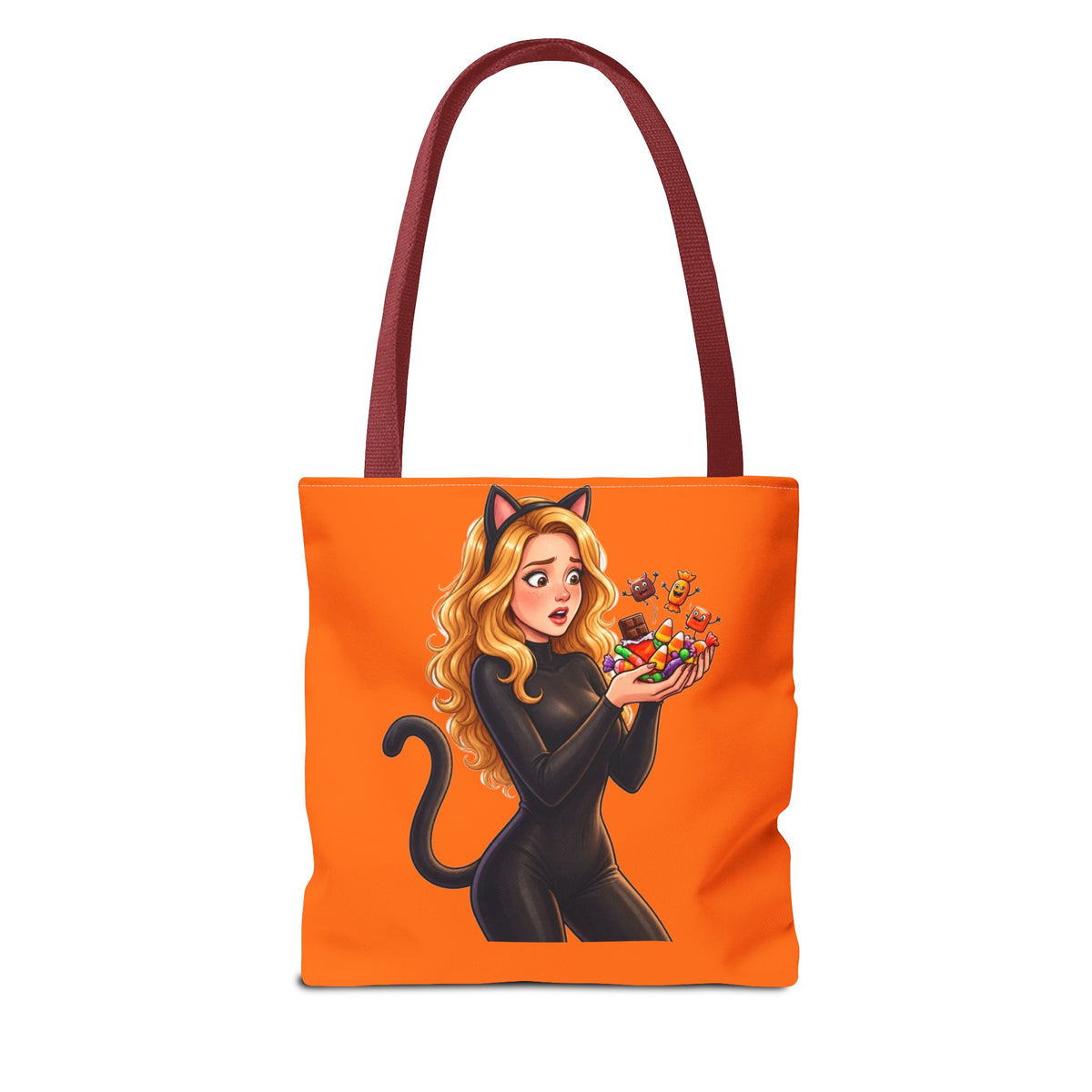 Candy Cat Trick-or-Treat Tote Bag - Pumpkin Orange | Andra Annette | Pounds to Go
