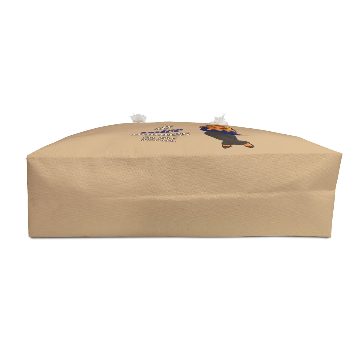 My Voice Belongs in the Room Tan Weekender Tote Bag | Andra Annette | Pounds to Go