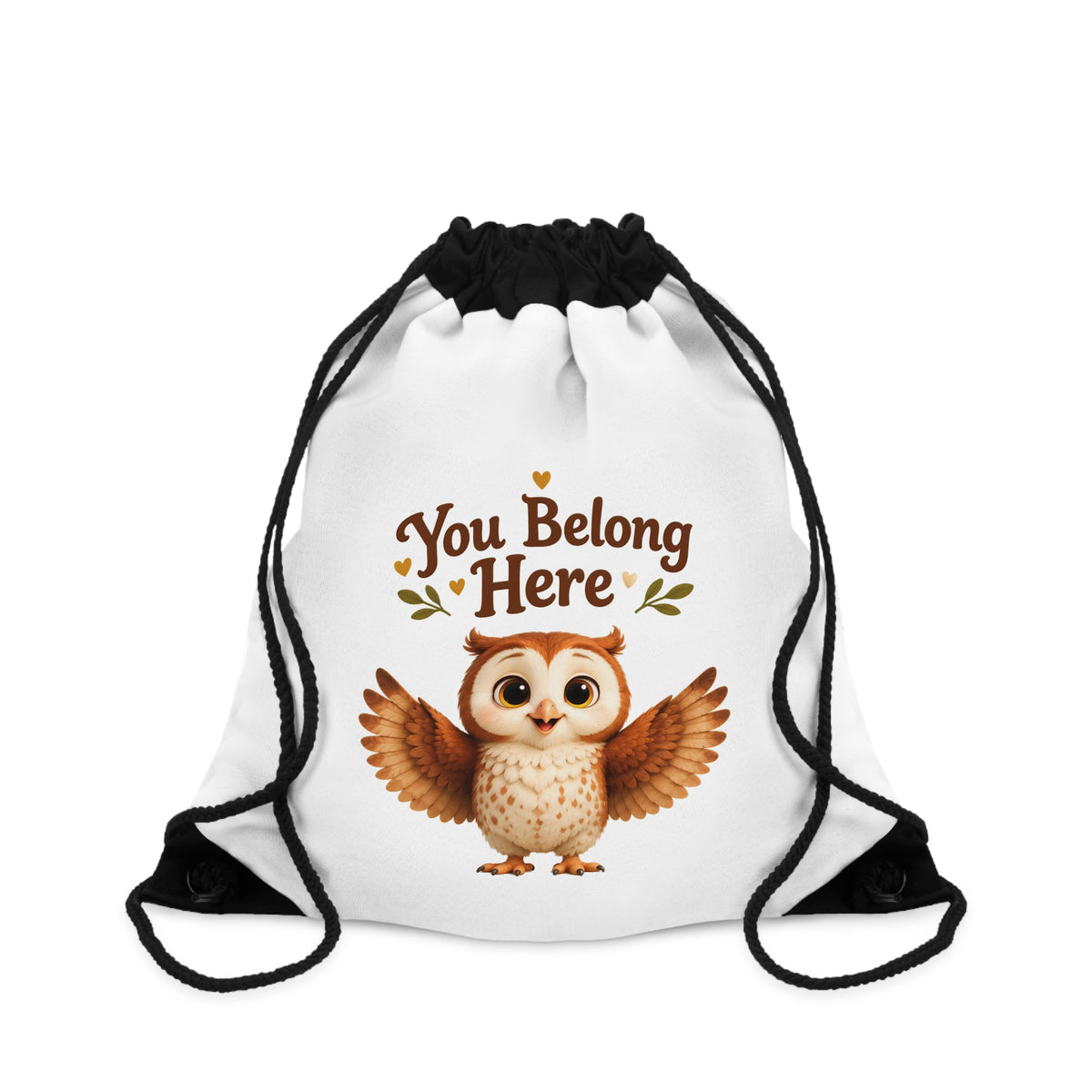 Olwyn the Owl "You Belong Here" Drawstring Book Bag | The Owl Without a Tree Kids Backpack