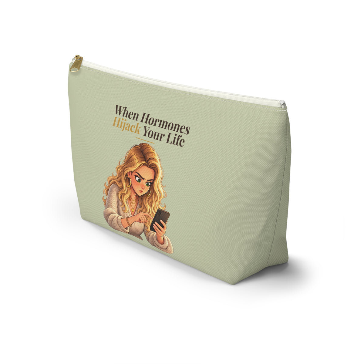 When Hormones Hijack Your Life Makeup Pouch | Sage Green | Andra Annette | Pounds to Go
