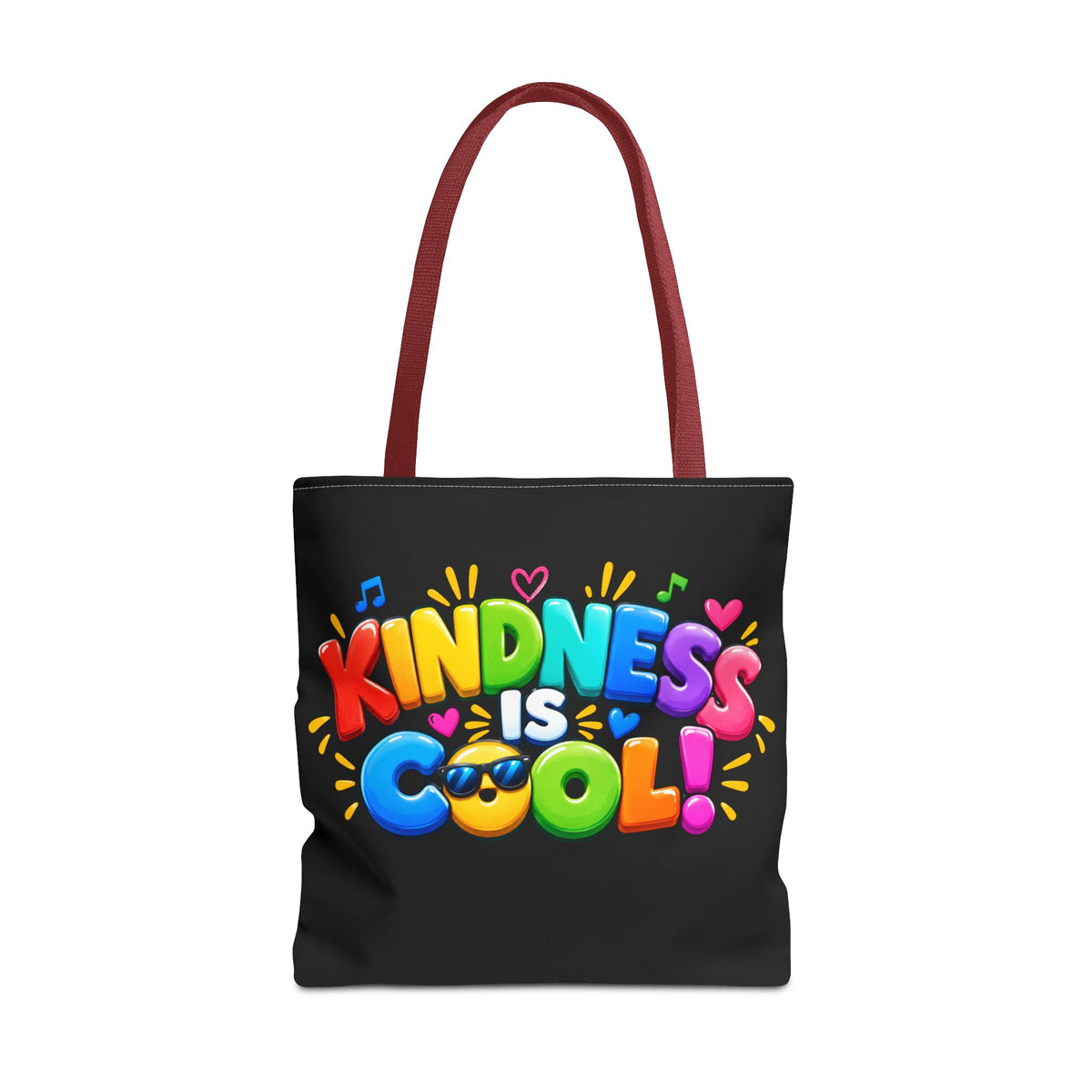Kindness Is Cool Teacher Tote Bag | Black Tote with Colorful Handles | Teacher Gift
