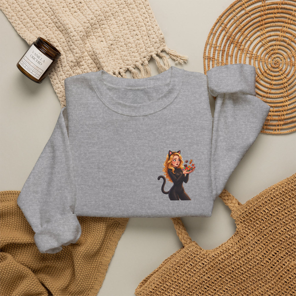 Candy Cat Pocket Crewneck Sweatshirt | Andra Annette | Pounds to Go