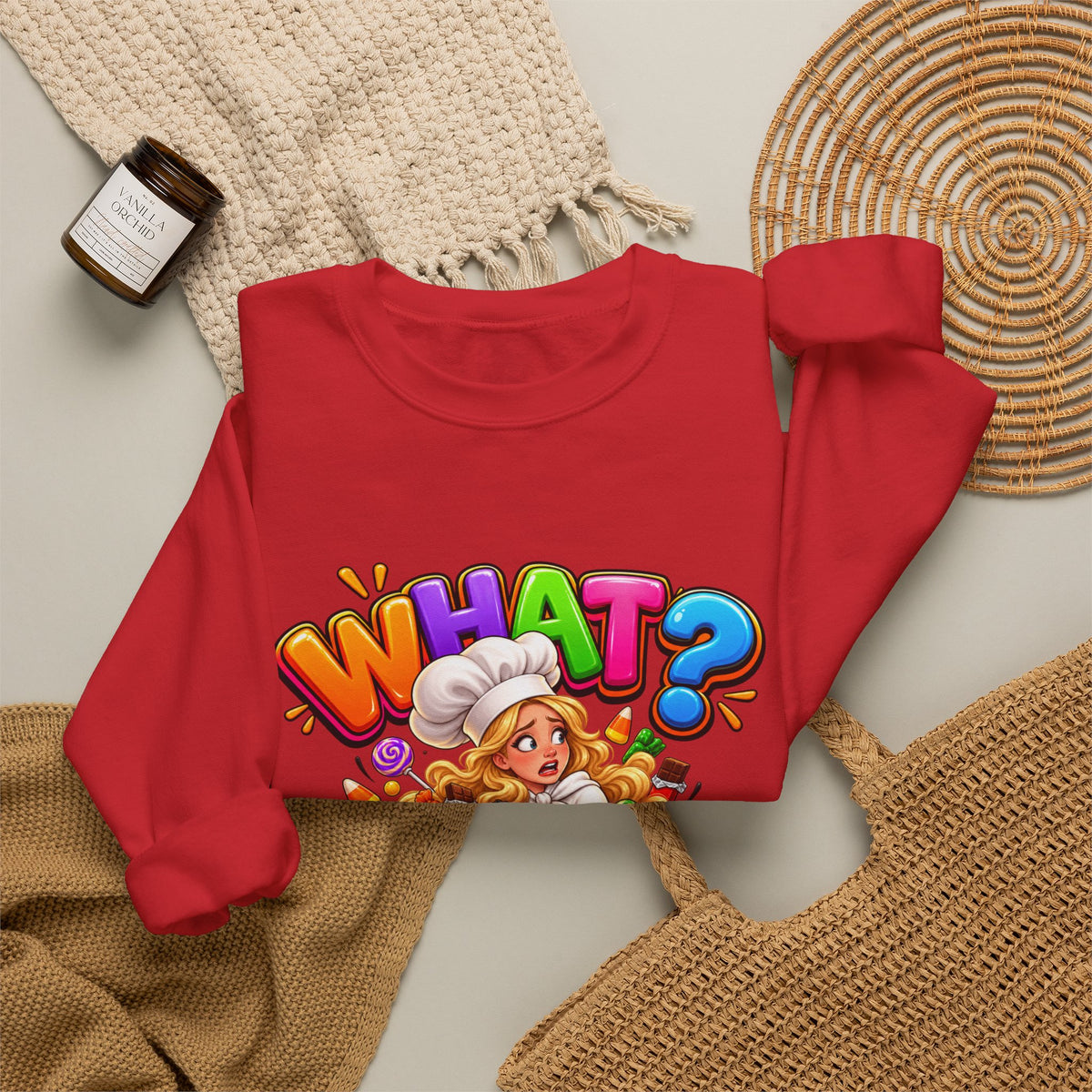 WHAT? Halloween Candy Chef Sweatshirt - Funny Candy Overload Crewneck