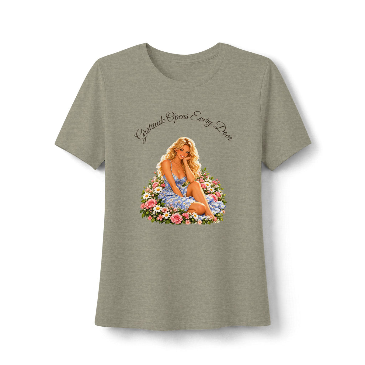 Gratitude Opens Every Door Women's Tee | Faith Floral Shirt | Andra Annette | Pounds to Go
