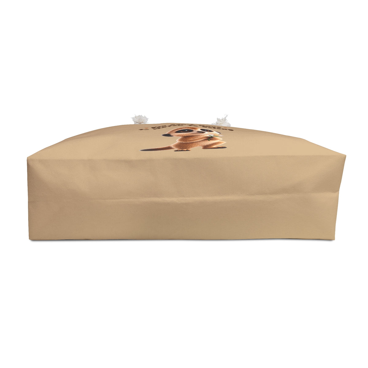 Milo the Meerkat "You Don't Have to Match to Belong" Tan Weekender Tote Bag | The Meerkat in the Mountains